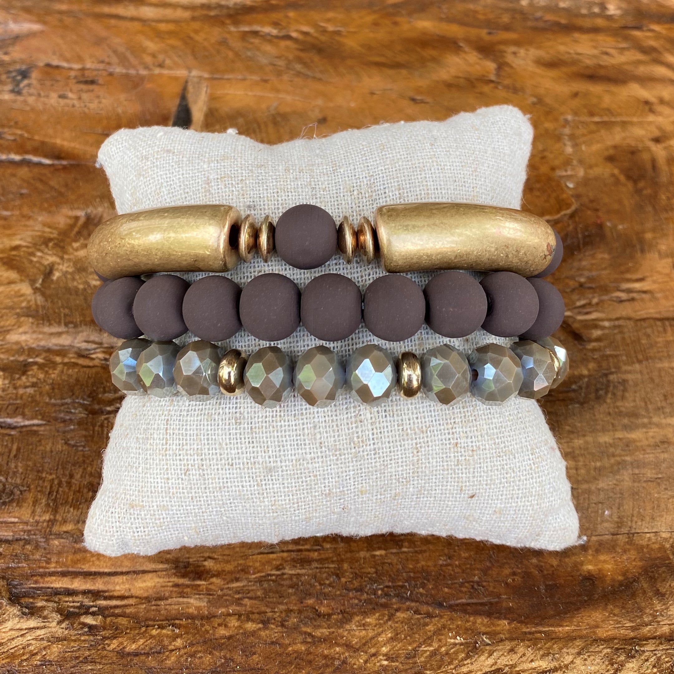 Six Sisters Beadworks - Celeste Stacking Bracelet rose gold, yellow gold,  sterling silver
